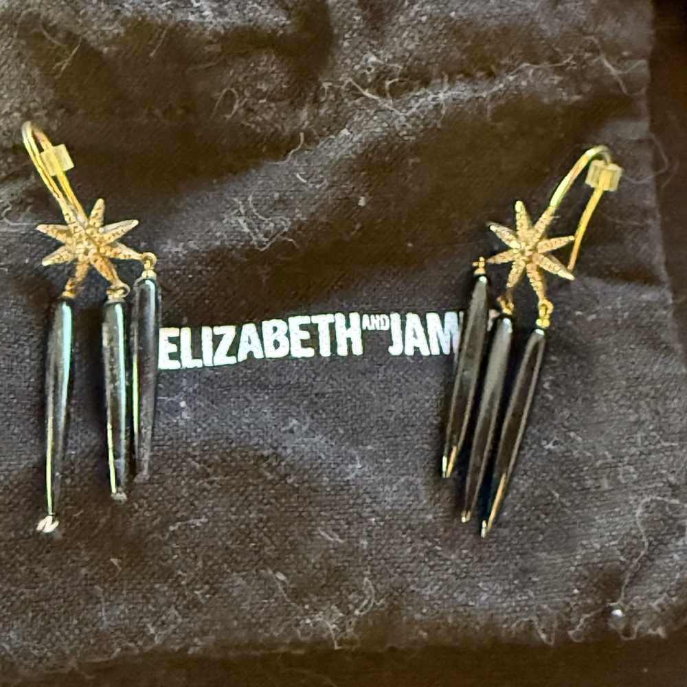 Elizabeth and James Gold and Black Starburst Earrings